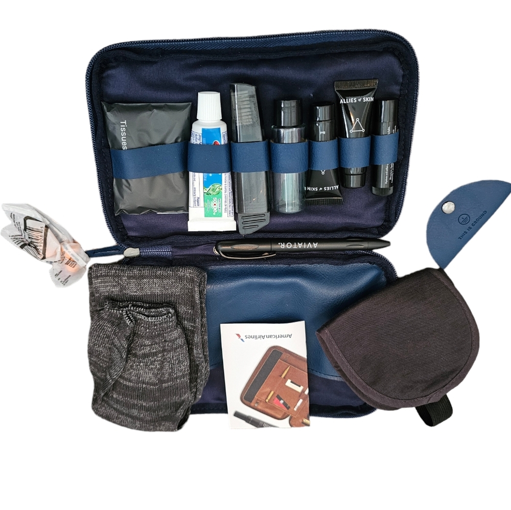 American Airlines First Class Amenities‎ Bag Kit socks Eye Mask Toothpaste